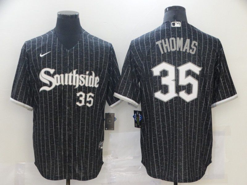 Men Chicago White Sox 35 Thomas City Edition Black Game Nike 2021 MLB Jerseys